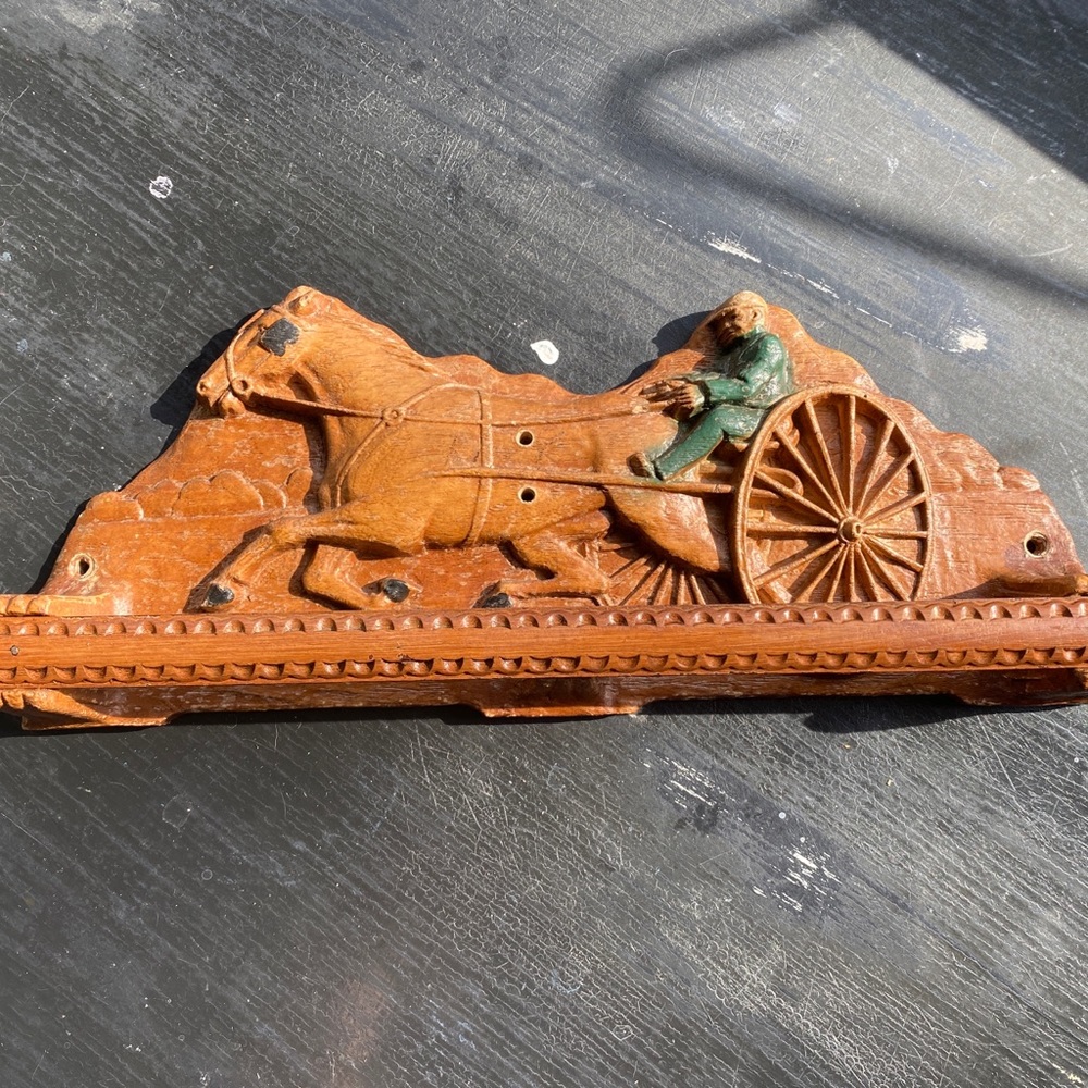 vintage trotter pacer horse racing jockey buggy towel rack